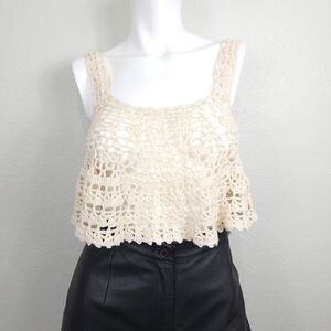 NWT Millau 100% Cotton Boho Crochet Crop Top Size Small
